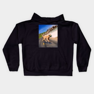 Cat With Sunglasses On Skateboard At Beach Kids Hoodie